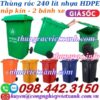 Thùng rác 240 lít nắp kín nhựa HDPE