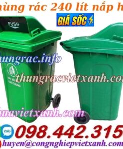 Thùng rác 240 lít nắp hở nhựa HDPE