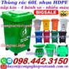 Thùng rác 60 lít nắp kín nhựa HDPE 4 bánh xe
