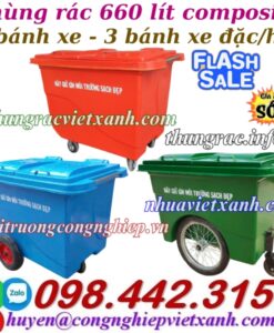 Thùng rác 660 lít nhựa composite