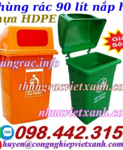 Thùng rác 90 lít nắp hở nhựa HDPE
