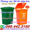 Thùng rác 90 lít nắp kín nhựa HDPE