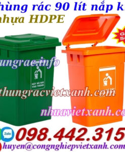 Thùng rác 90 lít nắp kín nhựa HDPE