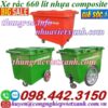 Xe đẩy rác 660 lít nhựa composite