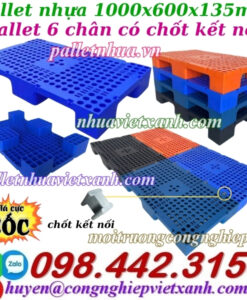 Pallet nhựa 1000x600x135mm có chốt kết nối